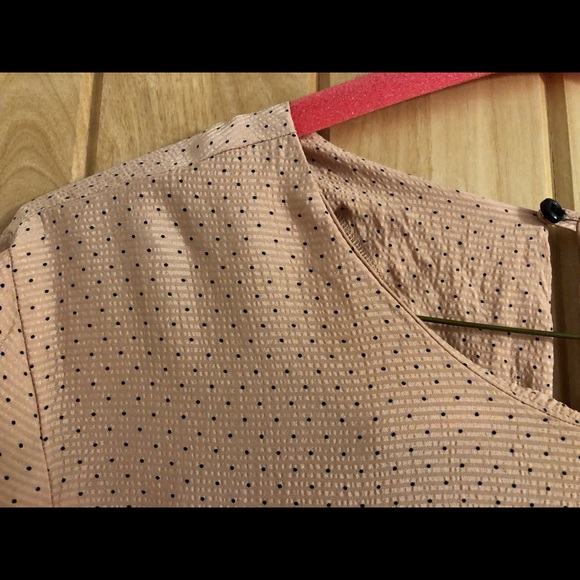 Salmon blush and navy polka dot blouse - Picture 7 of 8